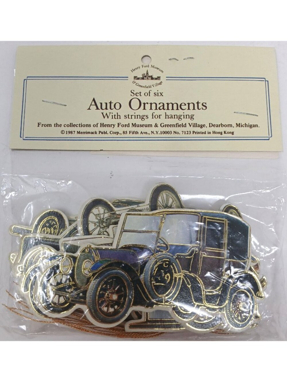 Set Of Six VTG Auto Ornaments W/ Hanging Strings From Henry Ford Museum #D-10